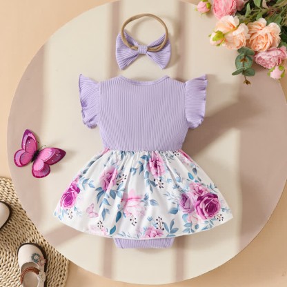 Baby Floral Butterfly Bodysuit with Headband - image 28