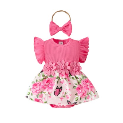 Baby Floral Butterfly Bodysuit with Headband - image 9