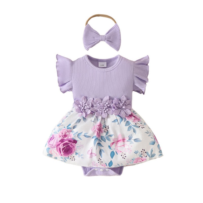 Baby Floral Butterfly Bodysuit with Headband - image 34