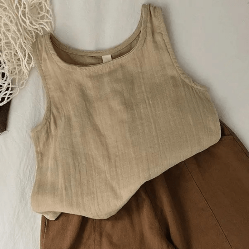 Toddler Solid Color Linen Tank Top - image 3