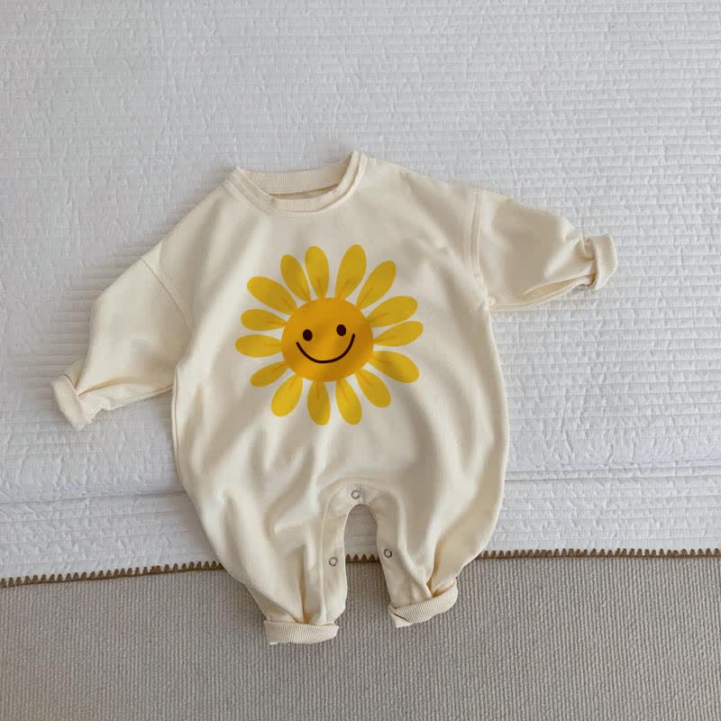 Baby Smiley Sunflower Beige Romper - Beige - 2-3T - image 1