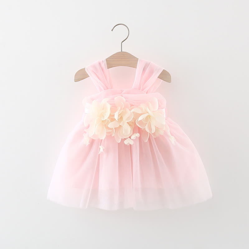 Baby Tulle 3D Flower Suspenders Trendy Dress - Pink - 2-3T - image 2