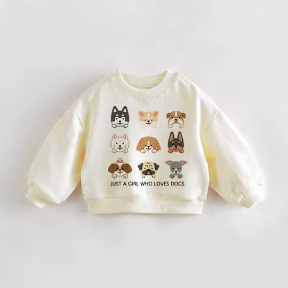 JUST A GIRL WHO LOVES DOGS Baby Toddler Sweatshirt - Cream - 3-5T - image 1