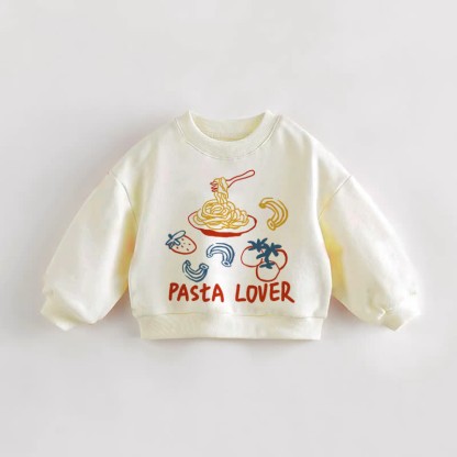 PASTA LOVER Baby Toddler Foods Sweatshirt - Cream - 3-5T - image 1