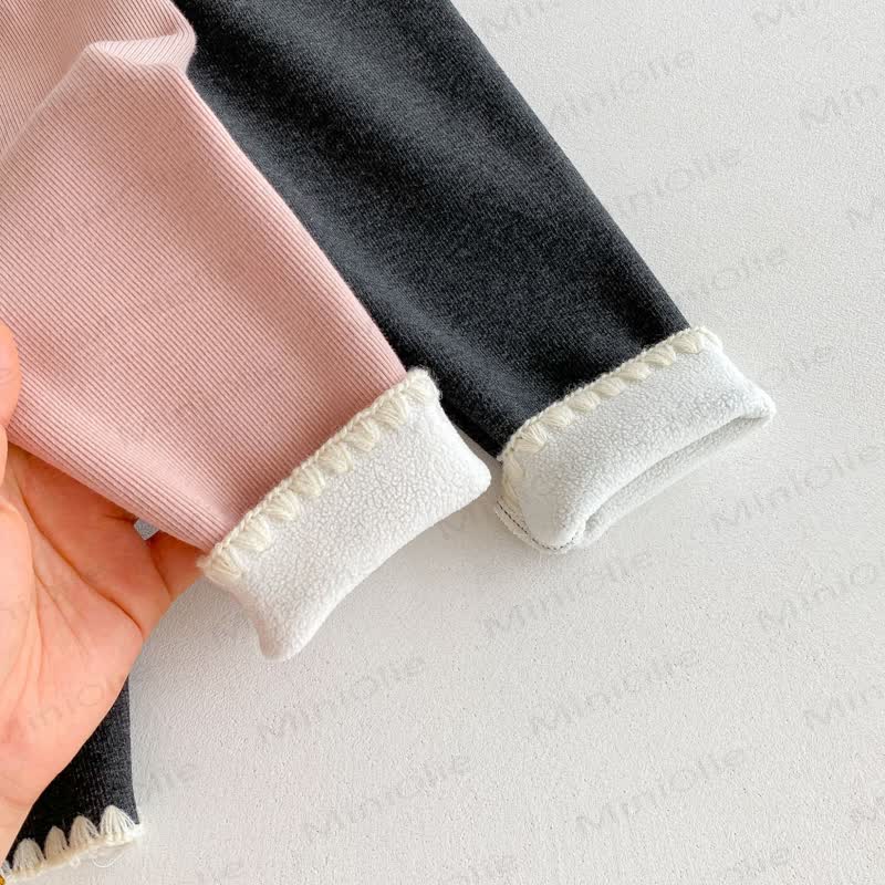 Baby Toddler Girl Knit Lace Fleece Lined Leggings - image 16