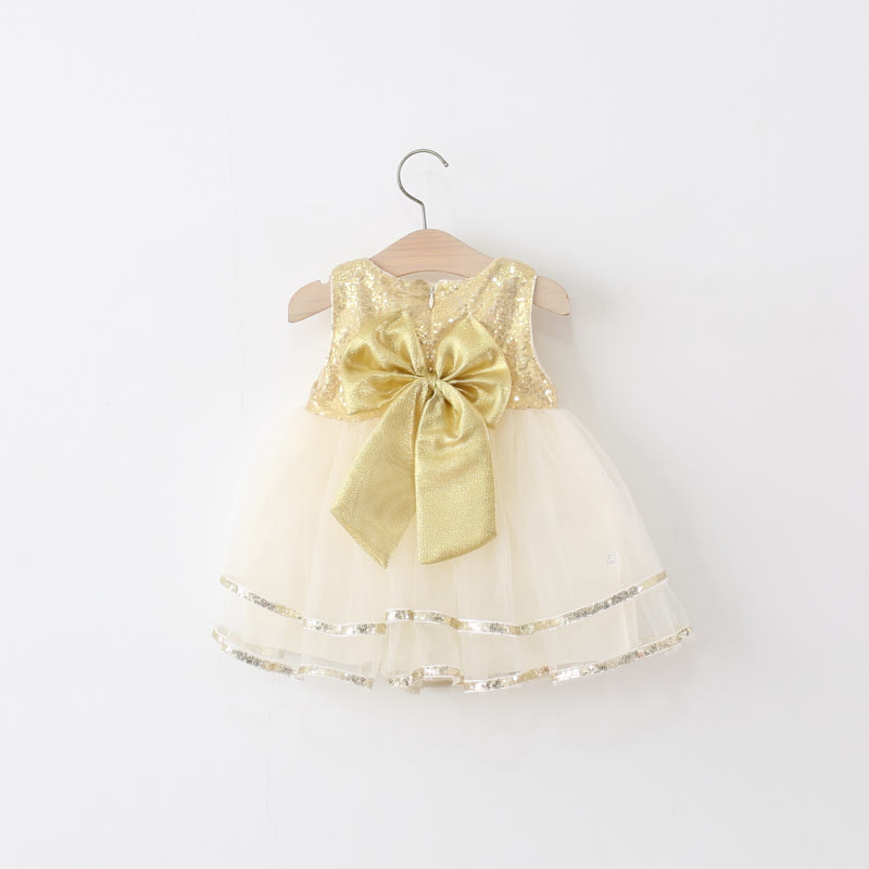 Toddler Bow Glitter Tulle Dress - Yellow - 5-7T - image 1
