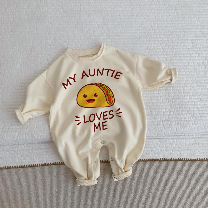 MY AUNTIE LOVES ME Baby Taco Beige Romper - Beige - 2-3T - image 1