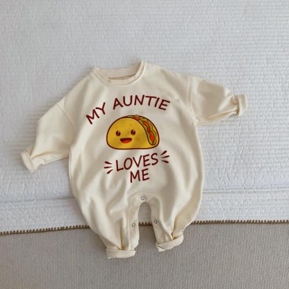 MY AUNTIE LOVES ME Baby Taco Beige Romper - Beige - 2-3T - image 1