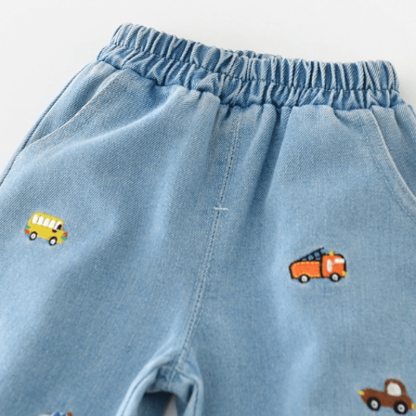 Baby Denim Embroidered Vehicle Pants - image 5