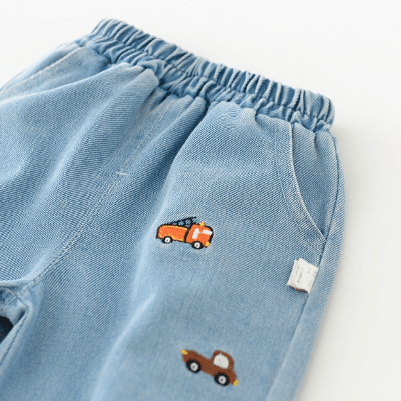 Baby Denim Embroidered Vehicle Pants - image 7