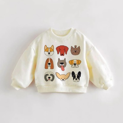 Baby Toddler Cute Dogs Sweatshirt - Cream - 3-5T - image 1