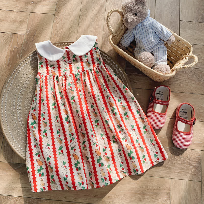Toddler Red Embroidered Bunny Strawberry Dress - image 4