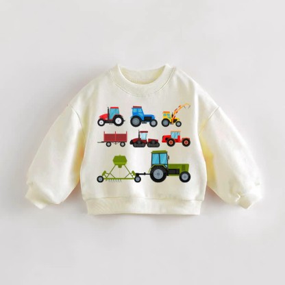 Baby Toddler Engineering Vehicle Sweatshirt - Cream - 3-5T - image 1