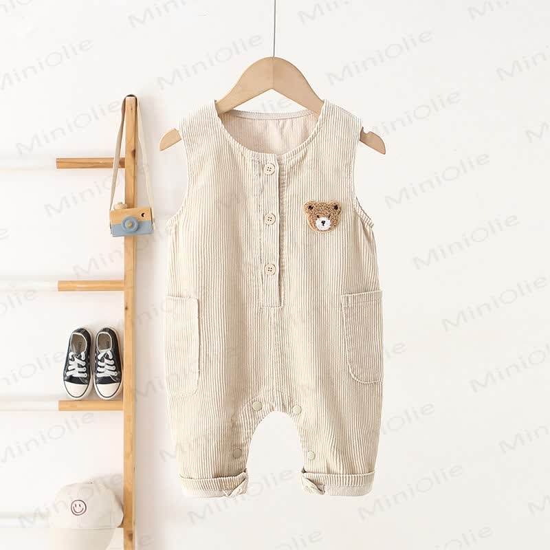 Baby Toddler Bear Corduroy Overalls - Beige - 3-5T - image 2