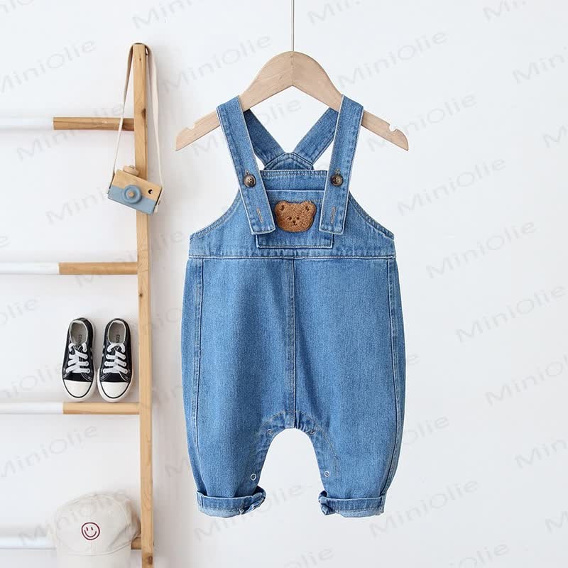 Baby Toddler Bear Denim Overalls - Blue - 3-5T - image 1