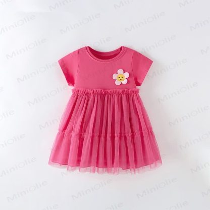 Toddler Youthful Flower Tulle Pink Dress - Pink - 12Y - image 1