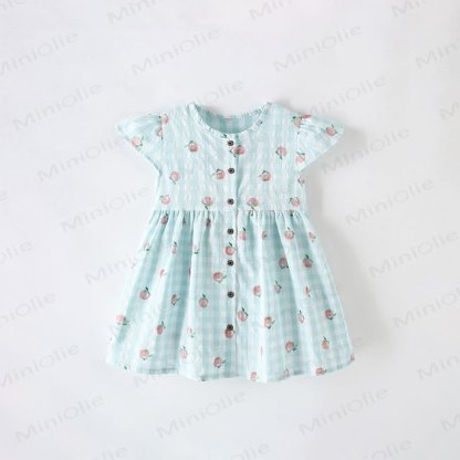 Toddler Green Plaid Peach Lovely Dress - Green - 12Y - image 1