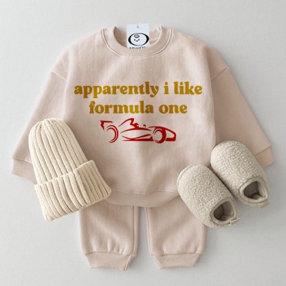 APPARENTLY I LIKE FORMULA ONE Baby 2-piece Beige Set - Apricot - 2-3T - image 1