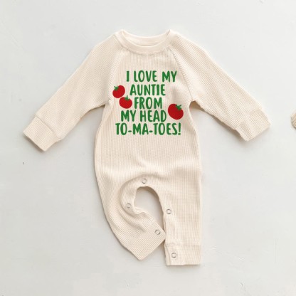 I LOVE MY AUNTIE FROM MY HEAD TO-MA-TOES! Baby Waffle Romper - Beige - 18-24M - image 1
