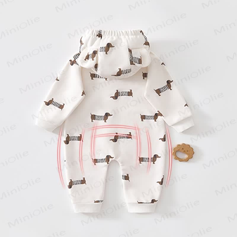 Baby Dinosaur Dachshund Moon Hooded Romper - image 2