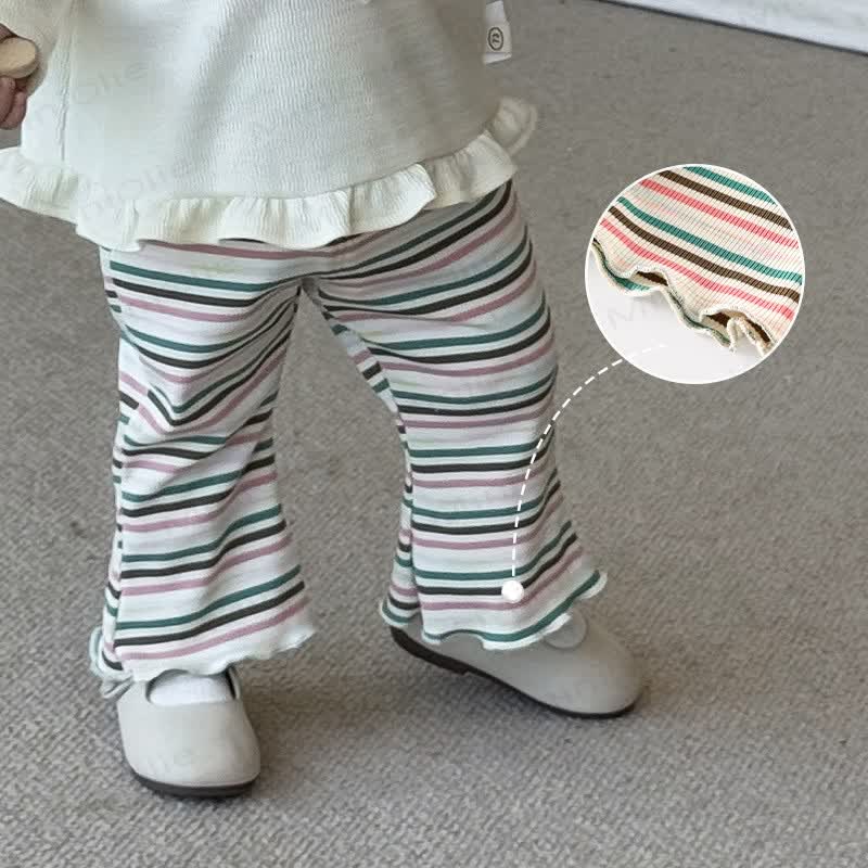 Baby Girl Colorful Striped Bell-bottomed Pants - image 1