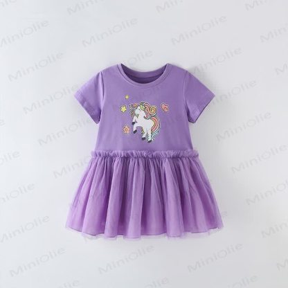 Toddler Purple Unicorn Tulle Lovely Dress - Purple - 12Y - image 1