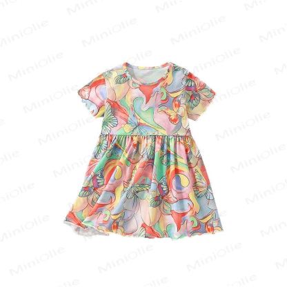 Toddler Colorful Abstract Butterfly Lovely Dress - image 3