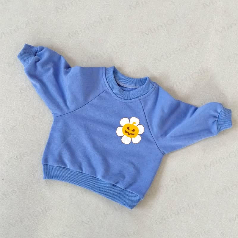 Baby Toddler Pumpkin Floral Blue Sweatshirt - Blue - 3-5T - image 1