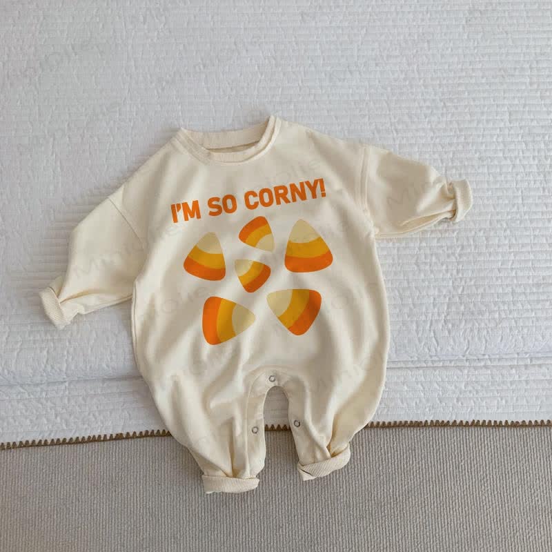 I'M SO CORNY! Baby Candy Corn Beige Romper - Beige - 2-3T - image 1