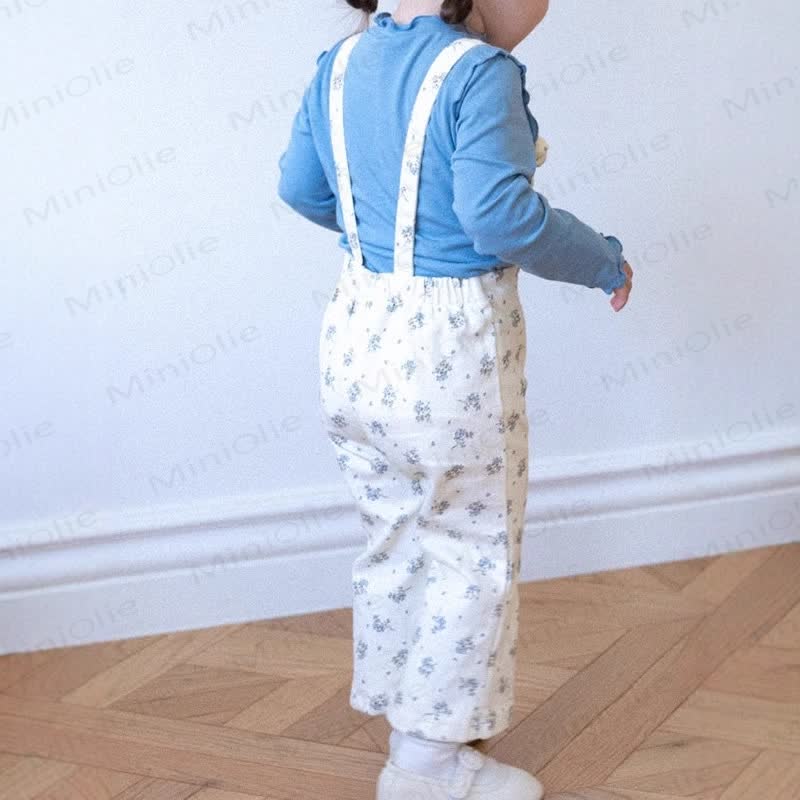 Baby Toddler Floral Solid Color Overalls - Beige - 5-7T - image 2