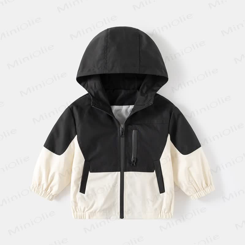 Kid Boy Contrast Color Hooded Jacket - Black - 8Y - image 2