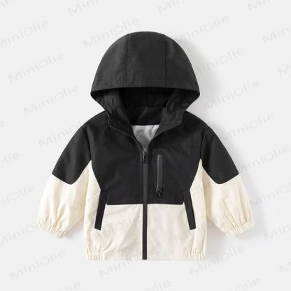 Kid Boy Contrast Color Hooded Jacket - Black - 8Y - image 2