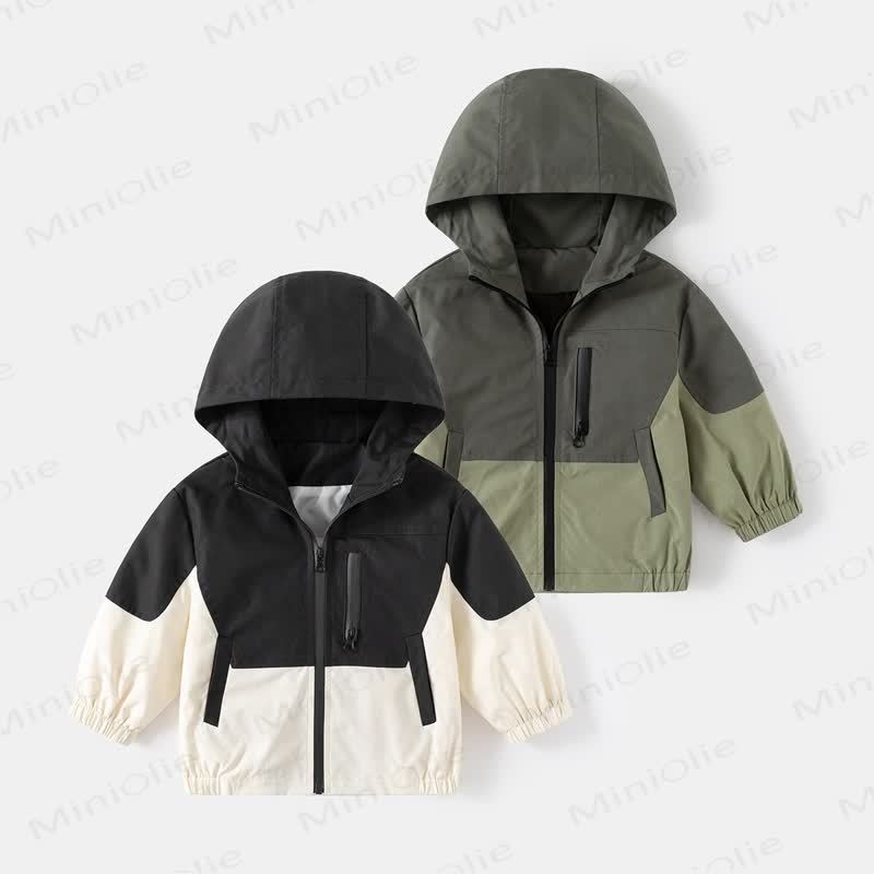 Kid Boy Contrast Color Hooded Jacket - image 1