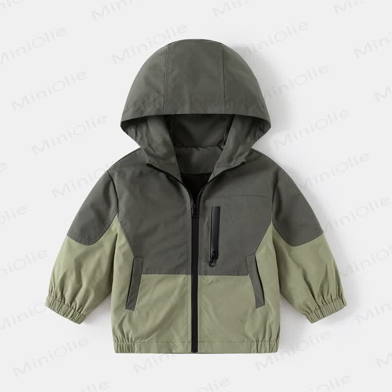 Kid Boy Contrast Color Hooded Jacket - Green - 8Y - image 9