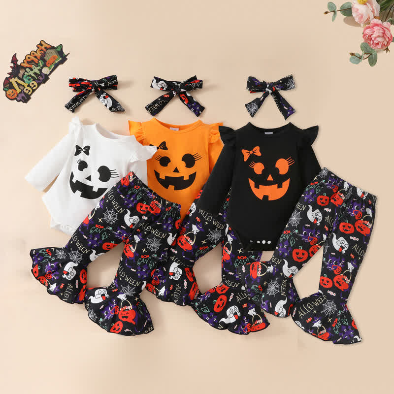 Baby Girl Halloween Pumpkin Ghost 3pcs Set - image 1