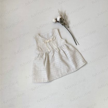 Baby Toddler Plaid Bow Dress - White - 5-7T - image 2