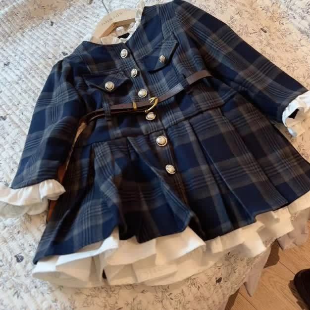 Toddler Preppy Style Plaid Dress with Belt - image 2