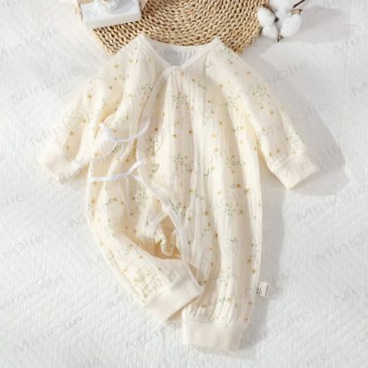 Baby Girl Orchid Daisy Beige Kimono Romper - Daisy - 6-12M - image 1