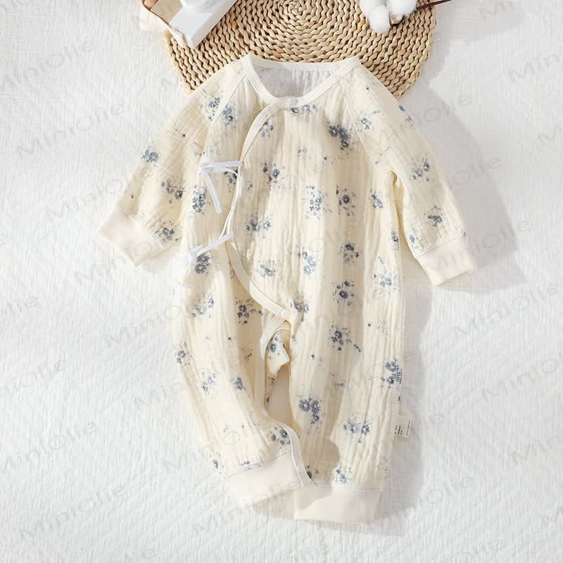 Baby Girl Orchid Daisy Beige Kimono Romper - Orchid - 6-12M - image 2