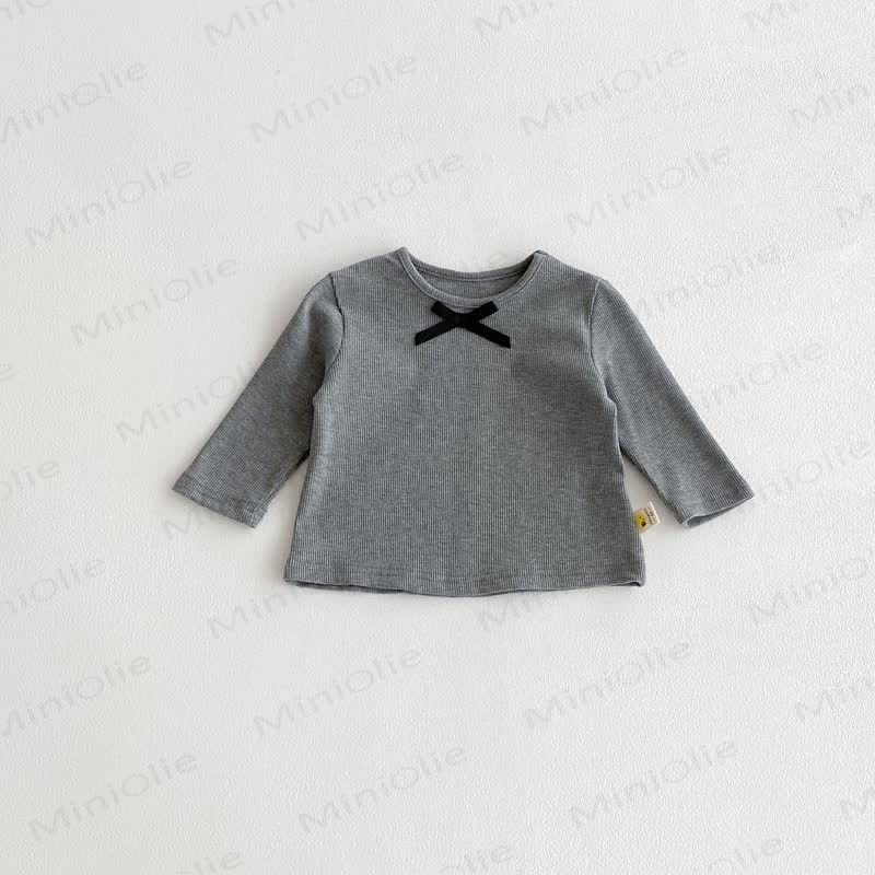 Baby Girl Bow Simple Base Layer T-Shirt - Grey - 2-3T - image 16