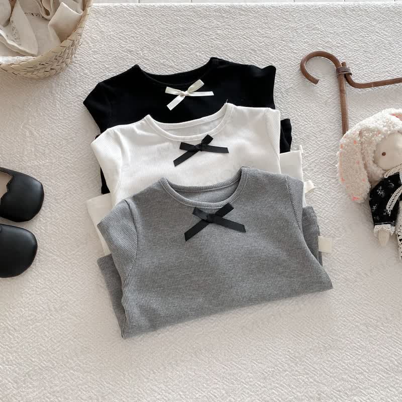 Baby Girl Bow Simple Base Layer T-Shirt - image 8