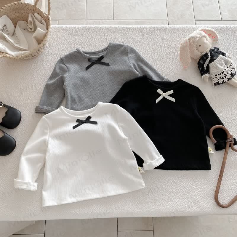 Baby Girl Bow Simple Base Layer T-Shirt - image 3