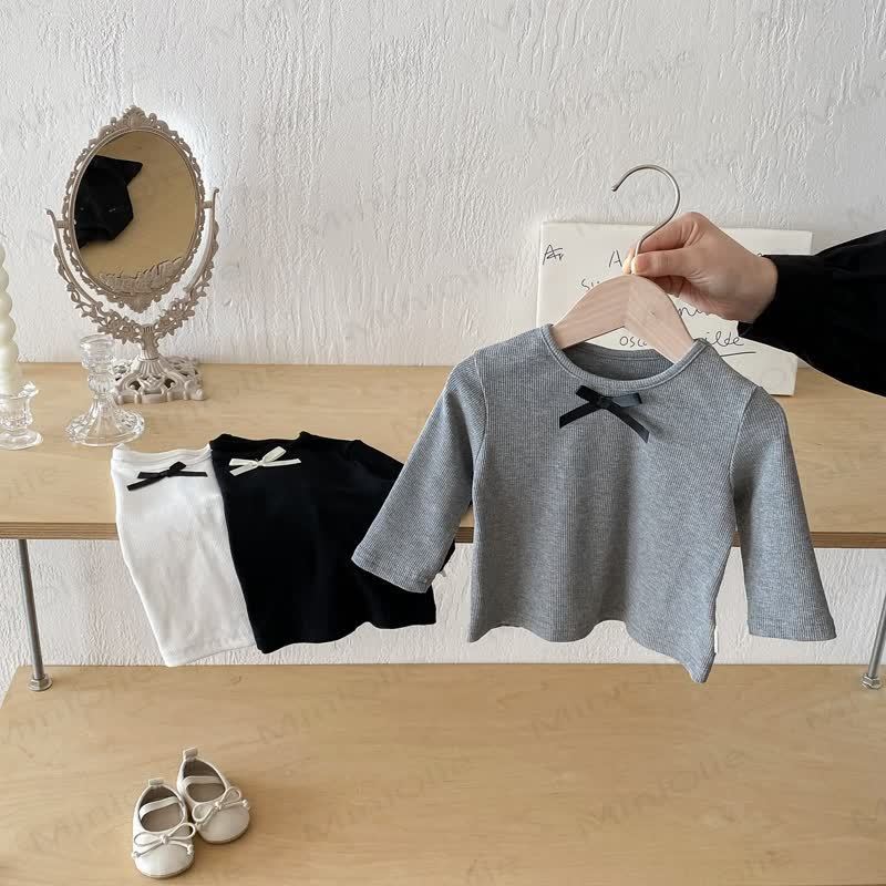 Baby Girl Bow Simple Base Layer T-Shirt - image 10