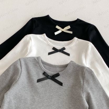 Baby Girl Bow Simple Base Layer T-Shirt - image 4