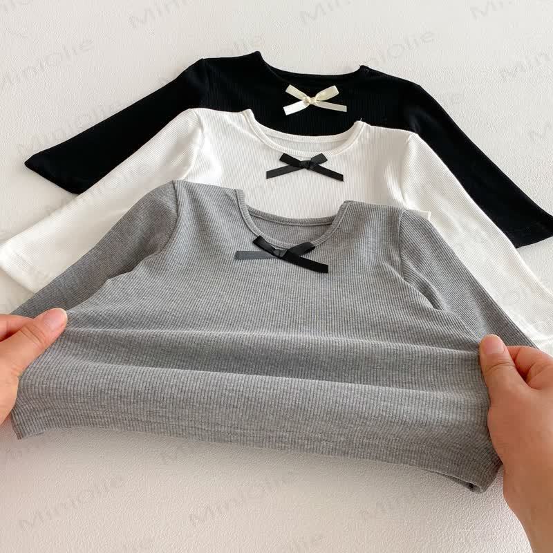 Baby Girl Bow Simple Base Layer T-Shirt - image 5