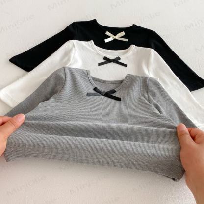 Baby Girl Bow Simple Base Layer T-Shirt - image 5
