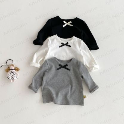 Baby Girl Bow Simple Base Layer T-Shirt - image 2