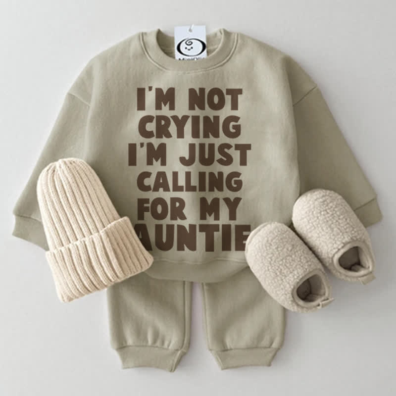 I'M NOT CRYING I'M JUST CALLING FOR MY AUNTIE Baby 2-piece Grey Green Set - Grey Green - 2-3T - image 1