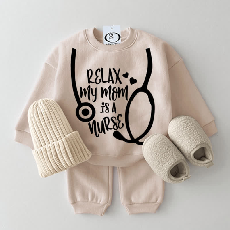 RELAX MY MOM IS A NURSE Baby Beige 2-Piece Set - Beige - 2-3T - image 1
