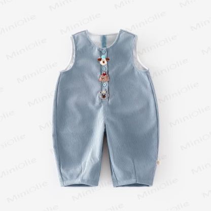 Baby Animal Patch Corduroy Overalls - Blue - 5-7T - image 16